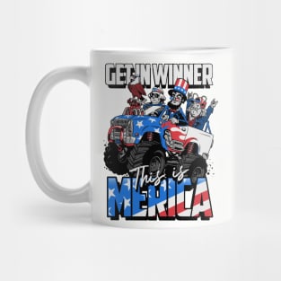 Get in Winner This is America US Presidents 4th of July Monster Truck Mug